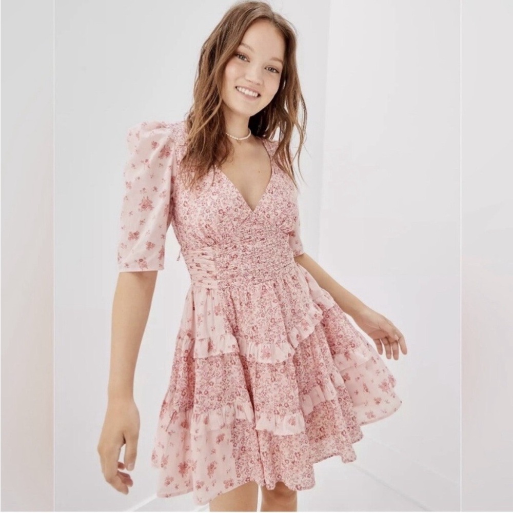 American Eagle Ruched Fit & Flare Mini Dress // M